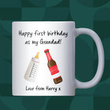 Grandad Birthday Bottle Mug, Funny Birthday Gift for Grandad, Grandad Birthday from Baby, First Time Grandad Gift, Birthday Gift from Bump