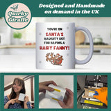 Santa’s Naughty List Hairy Fanny Mug, Rude Christmas Mug, Funny Secret Santa Gift, Cheeky Colleague or Girlfriend Xmas Mug