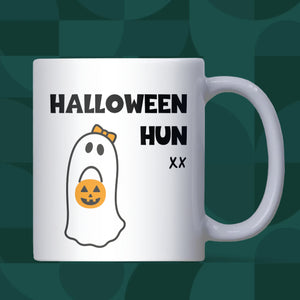 Halloween Hun Mug, Funny Pink Halloween Mug for Her, Spooky Season Mug, Girlfriend Boo Basket Gift, Cute Halloween Ghost Mug for Her