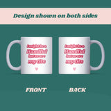 I Might Be a Handful But So Are My Tits Mug, Funny Rude Mug for Her, Cheeky Pink Mug, Birthday Gift for Her, Funny Secret Santa Gift for Her