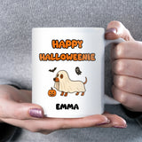 Happy Halloweenie Sausage Dog Mug, Funny Dachshund Halloween Gift, Boo Basket Mug for Dog Mum, Sausage Dog Lover Birthday Gift