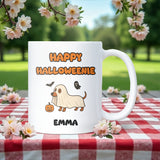 Happy Halloweenie Sausage Dog Mug, Funny Dachshund Halloween Gift, Boo Basket Mug for Dog Mum, Sausage Dog Lover Birthday Gift