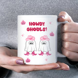 Howdy Ghouls Mug, Funny Halloween Mug for Her, Pink Cowgirl Ghost Cup, Girly Spooky Season Coffee Mug, Cute Ghost Gift, Halloween Cowgirl