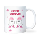 Howdy Ghouls Mug, Funny Halloween Mug for Her, Pink Cowgirl Ghost Cup, Girly Spooky Season Coffee Mug, Cute Ghost Gift, Halloween Cowgirl