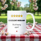 Funny Excellent Husband Mug, 5 Stars Would Marry Again, Anniversary Gift for Husband, Valentine’s Day Husband Gift, Birthday Husband Mug