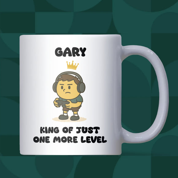 King of One More Level Mug, Funny Gamer Gift for Him, Gamer Gift for Boyfriend, Husband Christmas Gaming Gift, Son or Brother Gamer Gift
