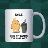 King of Taking the Bins Out Mug, Funny Blue Job Joke Gift for Him, Husband or Boyfriend Bin Duty Present, Valentine’s or Christmas Gift