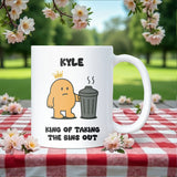 King of Taking the Bins Out Mug, Funny Blue Job Joke Gift for Him, Husband or Boyfriend Bin Duty Present, Valentine’s or Christmas Gift