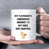 Funny Knee Pain Mug, My Favourite Childhood Memory Is My Knee Not Hurting, Getting Old Joke Mug, Birthday Gift for Dad or Mum, Secret Santa Gift for Colleague