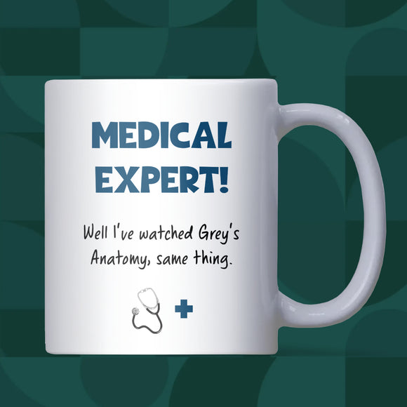 Funny Grey’s Anatomy Fan Mug, Not a Medical Expert Gift Just a Grey’s Anatomy Fan, Greys Anatomy Lover Gift, Secret Santa for Grey's Anatomy