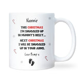 To Nannie at Christmas From Bump Mug, New Nannie Christmas Gift, Pregnancy Announcement Mug, First Christmas Nannie Gift, From Baby Bump