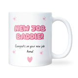 New Job Baddie Mug, Congratulations on Your New Job Mug, Personalised Pink Coffee Mug, Girly Aesthetic Office Gift, Friend New Job Gift