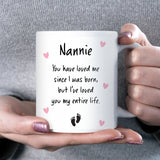 New Nannie Gift Mug, Mother’s Day Keepsake from Baby, Birthday or Christmas Present for Nannie, Nannie Coffee Cup
