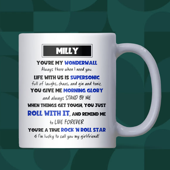 Oasis Lyrics Mug for Girlfriend, Girlfriend Oasis Birthday Mug, Oasis Christmas Gift for Girlfriend, Oasis Anniversary Gift for Girlfriend