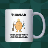 King Obsessed With Cleaning Mug, Funny Cleaning Gift for Him, Husband or Boyfriend Mug, Father’s Day Gift, Secret Santa