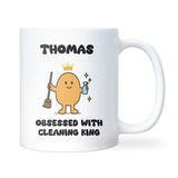 King Obsessed With Cleaning Mug, Funny Cleaning Gift for Him, Husband or Boyfriend Mug, Father’s Day Gift, Secret Santa
