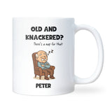 Personalised Old & Knackered Mug, Funny Old Man Gift, Birthday Gift for Dad or Grandad, Joke Ageing Present for Husband or Boyfriend