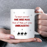 Funny Wise Men Christmas Mug, One Wise Man Joke Mug, Secret Santa Gift, Funny Christmas Mug for Mum, Sister or Colleague