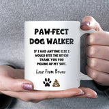 Personalised Funny Rude Paw-fect Dog Walker White Ceramic Mug, Funny Dog Walker Appreciation Gift, Dog Walker Christmas Gift