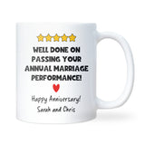 Annual Marriage Review Mug, Personalised Anniversary Performance Review, Funny Wife or Husband Anniversary Gift