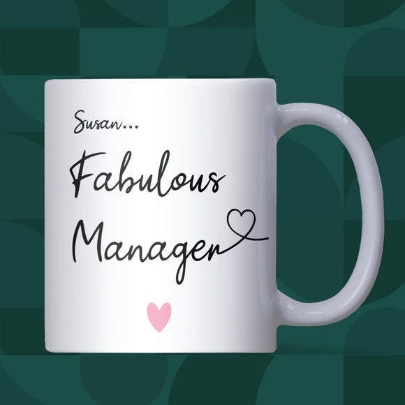 Personalised Fabulous Manager Mug, Manager Appreciation Gift for Her, Boss Thank You Gift, Funny Manager Birthday Gift, Secret Santa Gift for Boss