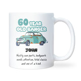 Funny 60 Year Old Banger Mug, Joke 60th Birthday Gift for Dad, Grandad, Husband or Uncle, Personalised 60th Birthday Cup