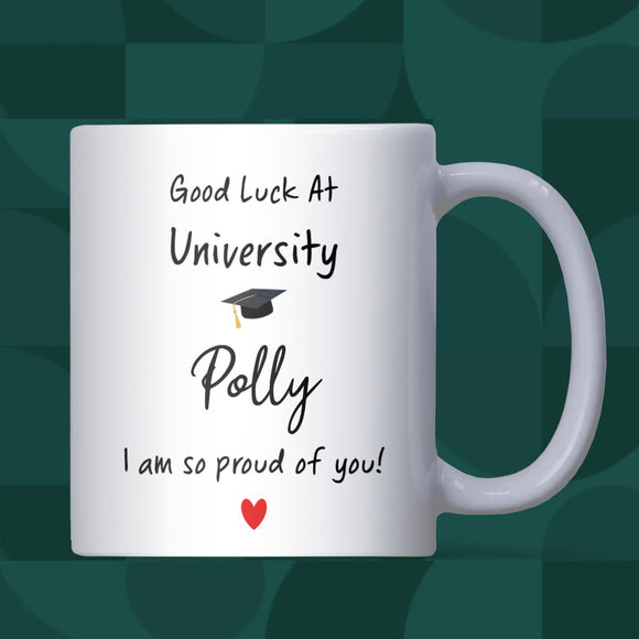 Good Luck at University Personalised Mug, Proud of You Uni Gift, Custom Student Mug, Starting Uni Present, Freshers Gift, Moving Away Mug