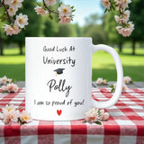 Good Luck at University Personalised Mug, Proud of You Uni Gift, Custom Student Mug, Starting Uni Present, Freshers Gift, Moving Away Mug