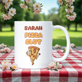 Pizza Slut Mug, Funny Pizza Lover Gift, Secret Santa Pizza Mug for Colleagues, Sister, Daughter or Best Friend