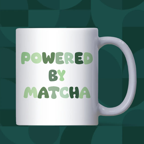 Powered by Matcha Mug, Funny Matcha Latte Mug, Matcha Lover Gift, Matcha Secret Santa Mug, Cute Matcha Christmas Cup, Matcha Birthday Gift
