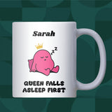 Queen of Falling Asleep First Mug, Funny Sleeping Girlfriend Gift, Valentine’s Gift for Her, Anniversary Gift for Wife