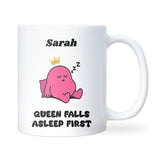 Queen of Falling Asleep First Mug, Funny Sleeping Girlfriend Gift, Valentine’s Gift for Her, Anniversary Gift for Wife