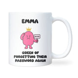 Queen of Forgetting Their Password Mug, Funny Office Gift for Her, Female Colleague Secret Santa, IT Girl Joke Mug