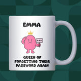 Queen of Forgetting Their Password Mug, Funny Office Gift for Her, Female Colleague Secret Santa, IT Girl Joke Mug