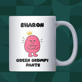 Queen Grumpy Pants Mug, Funny Moody Girlfriend Mug, Valentine’s Day Joke for Her, Wife Grumpy Anniversary Gift, Grumpy Wife Christmas Gift