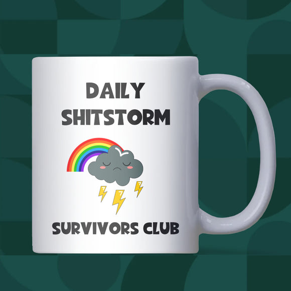 Shitstorm Survivors Club Mug, Funny Colleague Secret Santa Gift, Colleague Joke Present, Work Bestie Christmas Mug, Funny Boss Leaving Gift