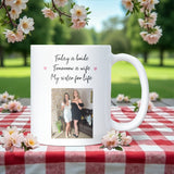 Personalised Photo Wedding Day Mug for Sister, Wedding Day Gift from Sister, Bride Keepsake from Sibling, Sentimental Wedding Gift to Sister