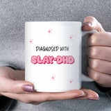 Diagnosed with Slay-DHD Mug, Funny ADHD Mug for Her, Pink Aesthetic Coffee Cup, Girly Novelty Mug, Cute Mental Health Gift, ADHD Slay