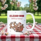 Sleigh-DHD Mug, Funny ADHD Christmas Mug, Secret Santa Gift, ADHD Humour Mug for Friends, Christmas Gift for Work Colleagues & Family