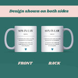 Son-in-Law Definition Mug, Funny Son-in-Law Gift, Wedding Gift for Son-in-Law, Birthday Gift for Son-in-Law, Christmas Gift for Son-in-Law