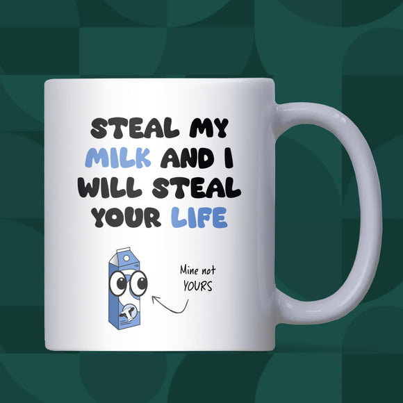 Stealing Milk Mug, Funny Office Coffee Cup, Secret Santa Gift for Colleague, Housemate Banter Mug