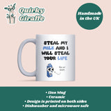 Stealing Milk Mug, Funny Office Coffee Cup, Secret Santa Gift for Colleague, Housemate Banter Mug
