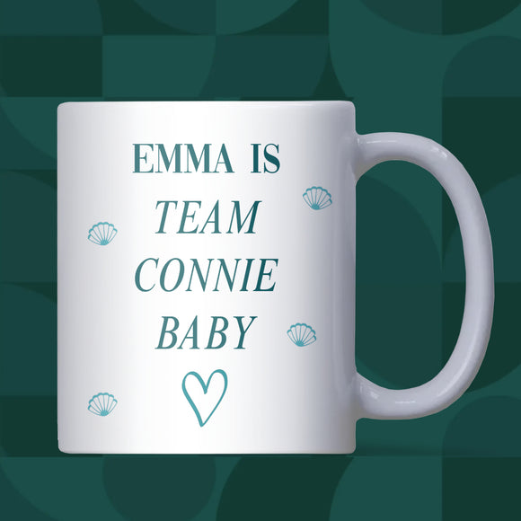 Personalised Team Connie Baby White Mug, Connie Baby Gift, TSITP Christmas Gift, Team Bonrad, TSITP Birthday for Friend, Conrad Fisher Gift