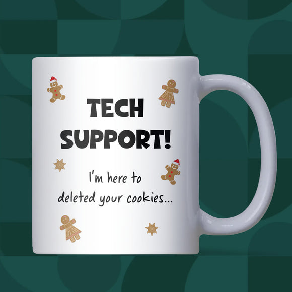 Tech Support Cookies Mug, Funny Christmas IT Support Mug for Colleague, Secret Santa Gift for IT Department, Christmas Tech Support Joke Mug