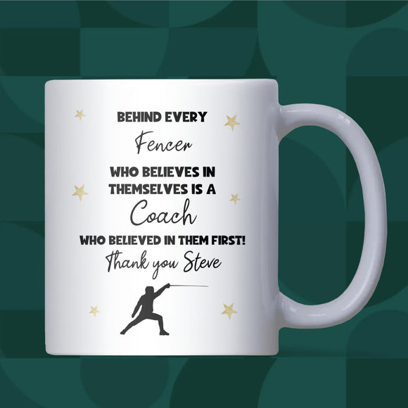 Fencing Coach Thank You Mug, Behind Every Fencer Mug, Fencing Instructor Gift, End of Term Fencing Coach Present, Fencing Coach Xmas Gift