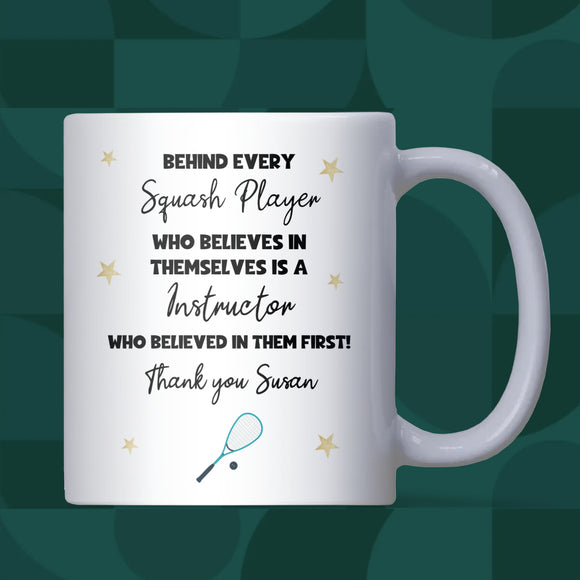 Thank You Squash Coach Mug, Squash Instructor Gift, End of Term Squash Coach Present, Coach Retirement or Birthday Mug
