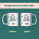 Funny Personalised Lottery Mug, Joke Lottery Gift for Colleague, Funny Secret Santa for Boss, Joke Secret Santa Colleague, Work Leaving Gift