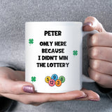 Funny Personalised Lottery Mug, Joke Lottery Gift for Colleague, Funny Secret Santa for Boss, Joke Secret Santa Colleague, Work Leaving Gift