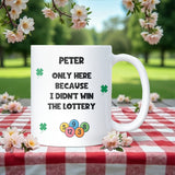Funny Personalised Lottery Mug, Joke Lottery Gift for Colleague, Funny Secret Santa for Boss, Joke Secret Santa Colleague, Work Leaving Gift