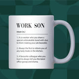 Work Son Definition Mug, Funny Colleague Gift, Secret Santa Mug for Work Son, Work Son Leaving Gift